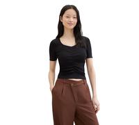 TOM TAILOR Denim Damen Basic Strick-Shirt mit Carree-Ausschnitt, deep black, S