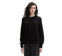 TOM TAILOR Denim Damen Basic Strickpullover mit Raglan-Ärmeln,14482 - deep Black, XS