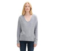 TOM TAILOR DENIM - Relaxed Strickpullover mit V-Ausschnitt Cement Grey Mélange S
