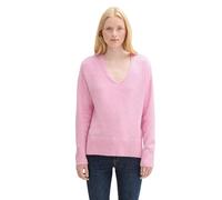 TOM TAILOR Denim Damen Basic Strickpullover mit V-Ausschnitt,35919 - Soft pink Melange, XS