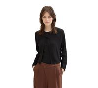 TOM TAILOR Denim Damen Basic T-Shirt Cardigan mit Waffel-Struktur, deep Black, M