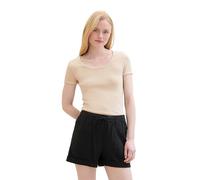 TOM TAILOR Denim Damen Basic T-Shirt mit Ripp, bisque, M