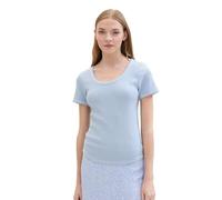TOM TAILOR Denim Damen Basic T-Shirt mit Ripp, dusty cornflower, M
