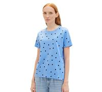 TOM TAILOR Denim Damen Basic T-Shirt mit Rundhalsausschnitt, Blue dot Print, M