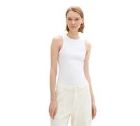 TOM TAILOR Denim Damen Basic Tanktop mit RIPP, White, M