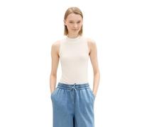 Denim Tom Tailor - Ripp Top mit Stehkragen off white - Gr. - M