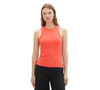 Tom Tailor Denim Damen Basic Top mit Rippstruktur, 11042 - Plain Red, S