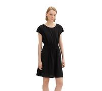 TOM TAILOR Denim Damen Basic Viskose Kleid mit Taschen, Black, XS