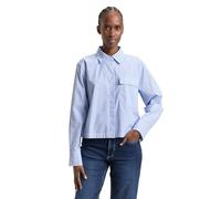 Tom Tailor Denim Hemdbluse Boxy Popeline mit Details aus Baumwolle Blau-Weiß gestreift XS
