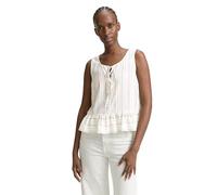 Denim Tom Tailor - Blusentop mit Leinenanteil white olive vertical stripe - Gr. - S