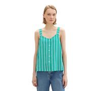 Denim Tom Tailor - Gestreiftes Top mit Leinen green white vertical stripe - Gr. - M