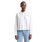 Tom Tailor Denim Bluse Boxy Fit Hemdbluse 100% Baumwolle Langarm Weiß Gr. L