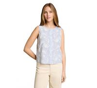 Denim Tom Tailor - Blusentop mit Knopfleiste und Stickerei mid blue white application - Gr. - M