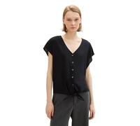 TOM TAILOR DENIM - Leinenbluse mit Knotendetail deep black M