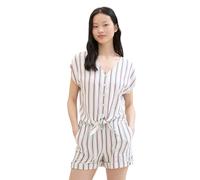 Denim Tom Tailor - Leinenbluse mit Knotendetail multicolor vertical stripe - Gr. - M