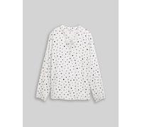 Tom Tailor Denim Regular Fit Langarmbluse aus reiner Viskose in Offwhite Melange, Größe XS