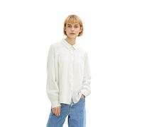 TOM TAILOR Denim Damen Bluse mit Raffung 1034274, 30879 - White With Aqua Neps, M
