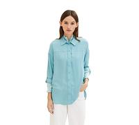 TOM TAILOR Denim Damen Bluse mit Turn-Up Ärmel 1032805, 30564 - Reef Blue Melange, L