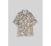 TOM TAILOR DENIM Damen Boxy Fit Bluse mit Leinenanteil, beige, Geblümt, Gr. XS