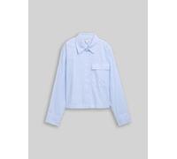 TOM TAILOR DENIM Damen Boxy Fit Hemdbluse aus Baumwolle, blau, Gestreift, Gr. M
