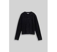TOM TAILOR DENIM Damen Cardigan aus Federgarn, schwarz, Uni, Gr. M