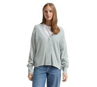 Cardigan TOM TAILOR DENIM, Damen, Gr. XL (42), silber (silber cloud blau melange), Strick, Obermaterial: 50% Baumwolle, 50% Polyacryl, regular fit taillenbedeckt, V-Ausschnitt, Bündchen, Strickjacken,