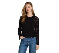 Tom Tailor Denim Relaxed Fit Strickjacke aus Baumwoll-Mix in Strickoptik in Black, Größe M