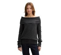 TOM TAILOR Denim Damen Cosy Strickpullover mit Carmen-Ausschnitt, 10522 - Shale Grey Melange, XXL