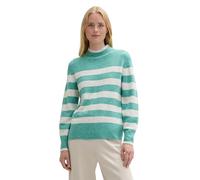 Denim Tom Tailor - Gestreifter Pullover mit Stehkragen green beige stripe - Gr. - M