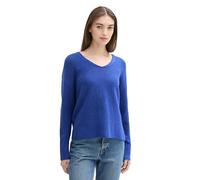 Tom Tailor Denim Damen Cosy Strickpullover mit V-Ausschnitt, 36397 - Anemone Blue Melange, S