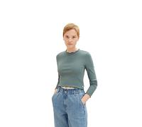 TOM TAILOR Denim Damen Cropped Langarmshirt 1032820, 19643 - Green Dust, XL