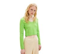TOM TAILOR Denim Damen 1038364 Cropped Langarmshirt mit Rippstruktur, 12318-liquid Lime Green, M