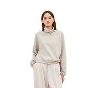TOM TAILOR Denim Damen Cropped Sweatshirt mit Kordelzug 1034294, 30224 - Cloud Grey Melange, XL