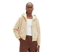 TOM TAILOR Denim Damen Cropped Teddy Sweatjacke mit Kapuze
