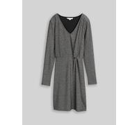 Minikleid TOM TAILOR DENIM, Damen, Gr. XXL, N-Gr, schwarz glitter, Web, Obermaterial: 77% Polyamid, 9% Polyester, 9% sonstige Fasern, 5% Elasthan, Glitzermuster, regular fit kurz, V-Ausschnitt, Kleide