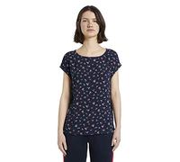 TOM TAILOR Denim Damen Gemustertes T-Shirt mit Cut-Out am Rücken 1016490, 21351 - Navy Flower Print, M