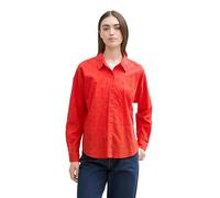 TOM TAILOR Denim Damen 1043137 Hemd-Bluse mit Knopfleiste und Struktur, 13745-Scarlet Red, Medium