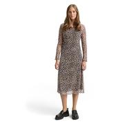 Midikleid TOM TAILOR DENIM, Damen, Gr. L (40), N-Gr, braun (leo print), Mesh, Obermaterial: 90% Polyester, 10% Elasthan. Futter: 100% Polyester, bedruckt, animal-print, modisch, regular fit kniebedeck