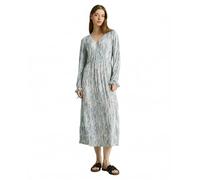 Tom Tailor Denim Kleid Crinkle Midi-Kleid mit Muster V-Ausschnitt Hellgrau Größe L