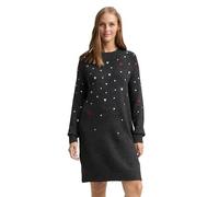 Minikleid TOM TAILOR DENIM, Damen, Gr. M, N-Gr, grau weiß dots and hearts, Strick, Obermaterial: 79% Polyacryl, 18% Polyester, 3% Elasthan, bestickt, regular fit knielang, Rippbündchen, Kleider Minikl