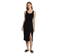 Trägerkleid TOM TAILOR DENIM, Damen, Gr. L, N-Gr, deep schwarz, Web, Obermaterial: 95% Viskose, 5% Elasthan, unifarben, körpernah 3/4-Länge, Rundhals, Kleider Trägerkleid, Ärmelloses Sommerkleid mit S