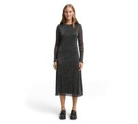 Midikleid TOM TAILOR DENIM, Damen, Gr. XXL, N-Gr, schwarz with silber, Mesh, Obermaterial: 85% Polyamid, 15% Elasthan. Futter: 100% Polyester, glänzend, regular fit kniebedeckend, Rundhals, gewellter