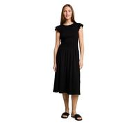Tom Tailor Denim Kleid Figurbetontes Jacquard-Midi-Kleid tiefschwarz Gr. M
