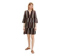 TOM TAILOR Denim Damen Kleid mit Volant 1033441, 30543 - Black Multicolor Stripe, XL