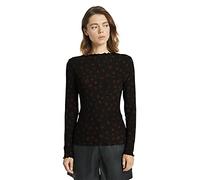 TOM TAILOR Denim Damen Langarm T-Shirt, 25366-Black Rust Flower Print, XXL