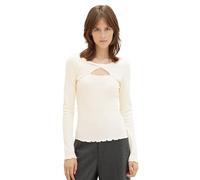 TOM TAILOR Denim Damen Langarmshirt mit Cut-Out Detail , soft neutral beige, XL