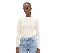 TOM TAILOR Denim Damen Langarmshirt mit Rippstruktur, soft neutral beige, XS