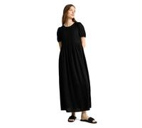 Tom Tailor Denim Figurumspielendes Midikleid aus Viskose-Leinen-Mix in Black, Größe M