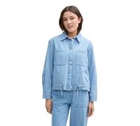 Jeansjacke TOM TAILOR DENIM, Damen, Gr. L (40), blau (used bleached blau denim), Denim/Jeans, Obermaterial: 100% Baumwolle. Futter: 100% Baumwolle, unifarben, casual, regular fit taillenbedeckt, Rundh
