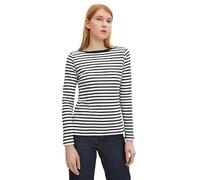 Tom Tailor Denim Damen Longsleeve mit Streifen aus Bio-Baumwolle, 25924 - Navy White Stripe, M